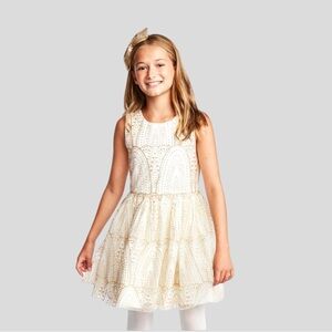 The Children Place Girls’ Sleeveless Glitter Fit and Flare Dress 12 NWOT